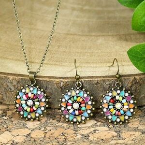 NWOT - Bohemian Multicolor Mandala Earrings